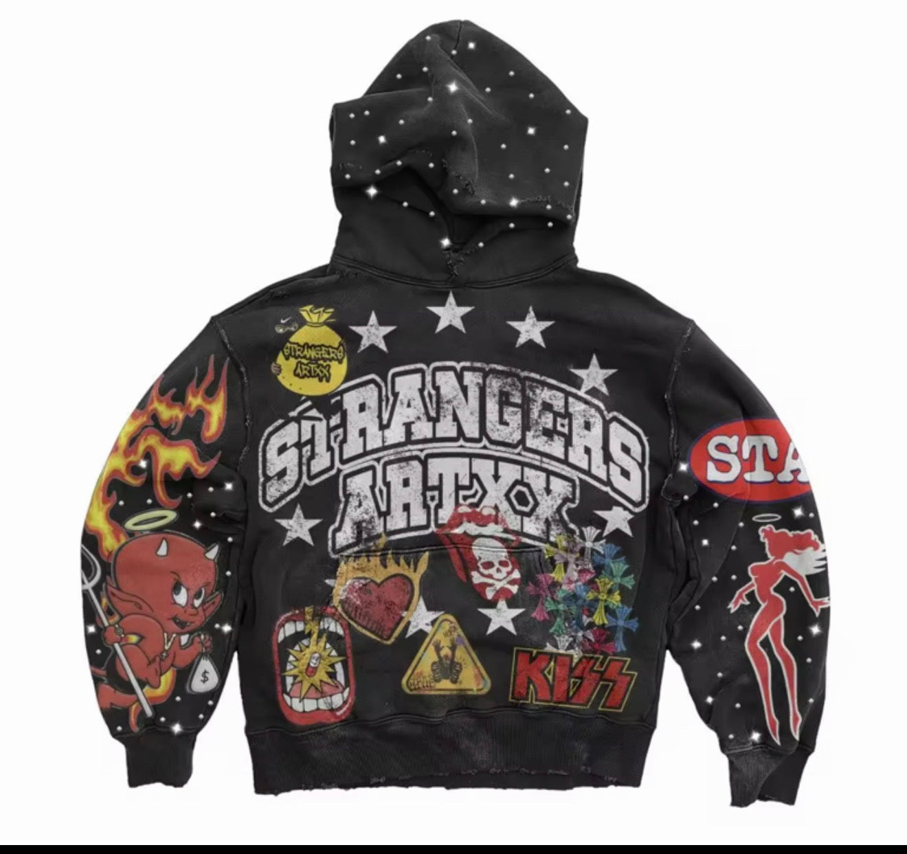 BLACK STRANGERSARTXX HOODIE